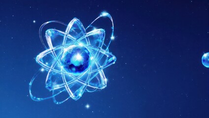 Blue Atom Model - Science and Technology Visualization.