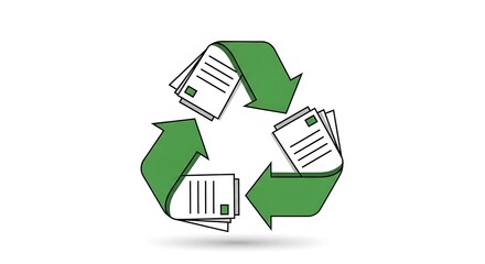 Obraz premium Recycling symbol with paper documents inside.