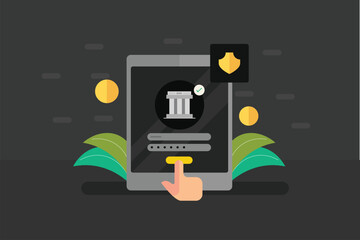 Customer uses a password protected mobile banking application to make safe and secure online payments.