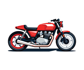 Fototapeta premium Bold red motorcycle poised for adventure, evokes freedom and style, perfect for advertising or editorial use, radiating retro charm and energy