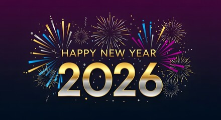Happy new year 2026 fireworks celebration greeting background