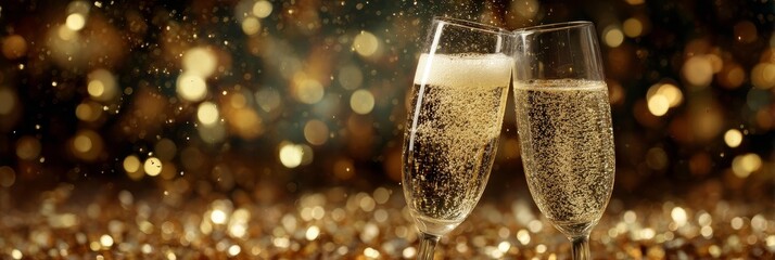 Sparkling Champagne Flutes Festive Toast
