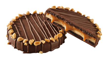 Chocolate cookie with caramel and peanuts