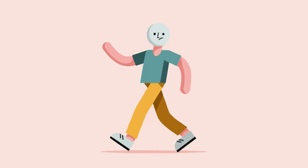 Man Walking with Mask and Casual Outfit.