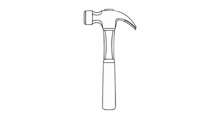 Simple Outline Drawing of a Claw Hammer Tool.