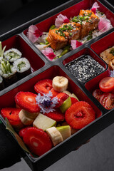 girl with a backpack on her back and papers in her hand against a yellow wall