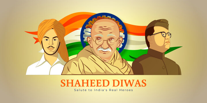 Vector illustration of India Martyrs' Day social media template