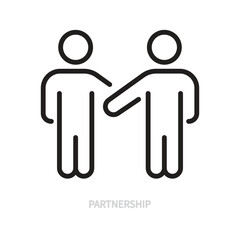 Partnership line icon. Teamwork, business team, work group concept. People black sign. Human, person symbol. Isolated on a white background. Editable stroke. Vector illustration. Flat design.