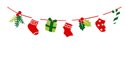 Christmas Garland with Cute Holiday Elements