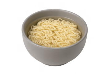 Instant ramen noodles in bowl with water