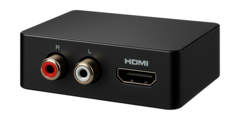 Audio hub featuring RCA and HDMI ports for flexible audio and video setups in an apartment.