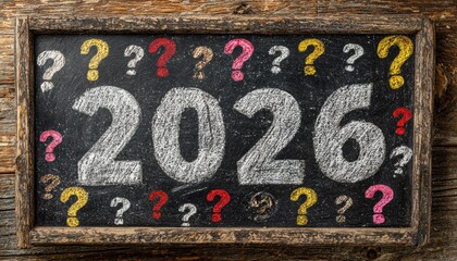 2026 With Question Marks On Chalkboard