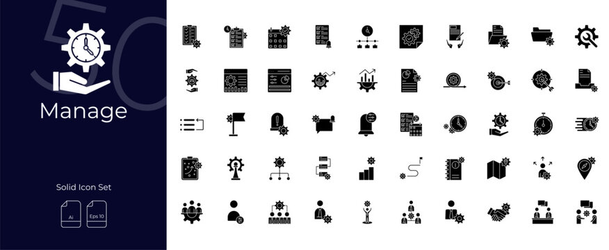 Manage Solid Editable Icons set