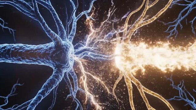 Neurotransmitters Crossing Synaptic Gap Triggering Electrical Impulse
