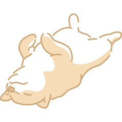 Cute Corgi Puppy Lying On Its Back With Eyes Closed in a Relaxed Pose Adorable Canine Friend Enjoying a Moment of Peace and Serenity Simple Outline Drawing Style with Soft Beige and White Colors