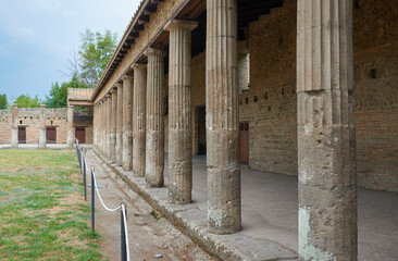 View of the ruins of the Roman city of Pompeii in Italy