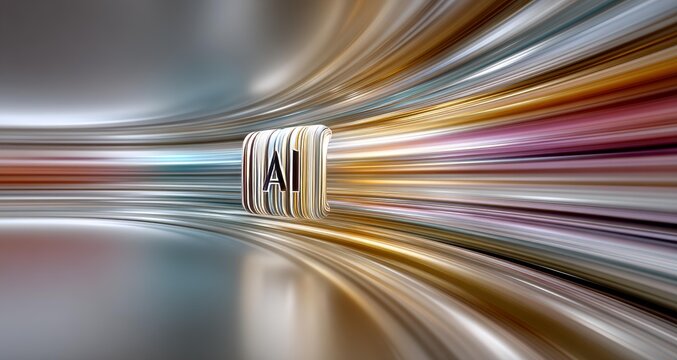 AI Symbol in Data Stream Tunnel