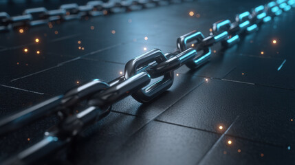 Blockchain technology concept showing digital data connection