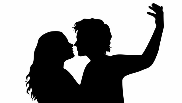 Passionate couple silhouette in embrace, feeling the love, celebrating romance, modern minimalist design, capturing intimate moments, perfect for Valentine's day