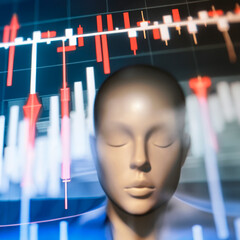 Shallow focus against conceptual image dummy head  meaning mindfulness and brain activity. Useful photo to manage AI concept.