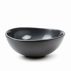 Small, dark gray ceramic bowl with a slightly irregular rim, isolated on white background