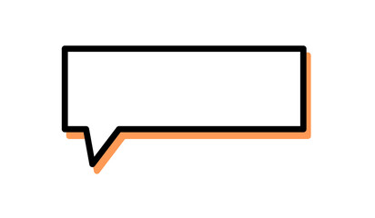 Speech bubble outline with black border and orange shadow