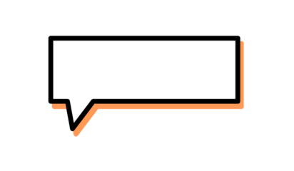Speech bubble outline with black border and orange shadow