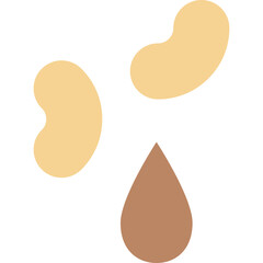 Abstract light brown and tan shapes resembling beans and a water droplet on a transparent background perfect for graphic design elements