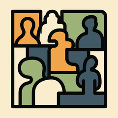 Abstract people puzzle icon set