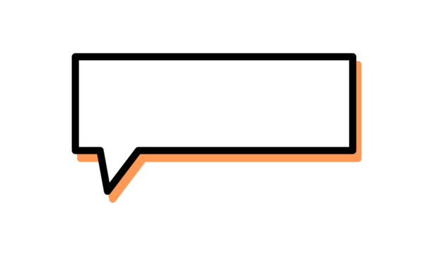 Speech bubble outline with black border and orange shadow