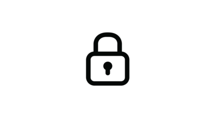 Minimal lock icon, thin black stroke, clean security UI icon, isolated white background