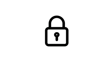 Minimal lock icon, thin black stroke, clean security UI icon, isolated white background