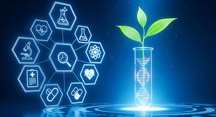 Modern medicine and biotechnology research innovation background concept design