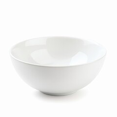 Simple white ceramic bowl isolated on white background for food presentation or kitchenware concept