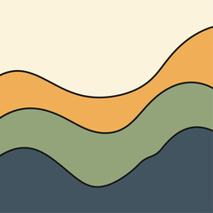 Abstract wavy shapes background with orange green blue fills