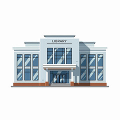 Modern Public Library Building Facade With Large Windows And Entrance
