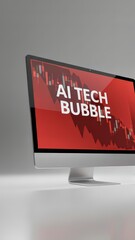 AI tech bubble on red falling chart displayed on desktop monitor, concept background