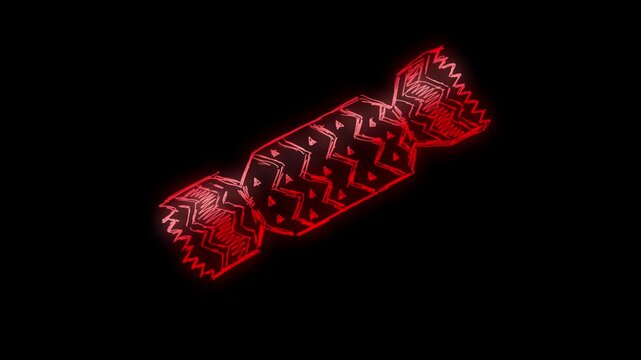 A neon hand drawn outline style Christmas themed bouncy motion sketch. With alpha for easy drag and drop.
