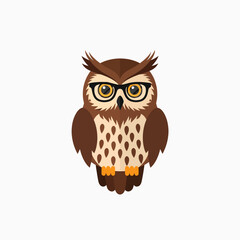 Wise Owl Character Wearing Glasses and Holding an Open Book About Learning and Education