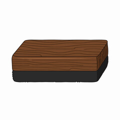 A wooden whiteboard eraser with a dark gray base used for wiping chalkboards clean