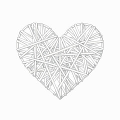 A White Heart Shape Formed by Intertwined String Material Abstract Artistic Decoration
