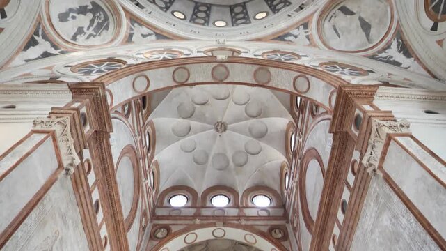 Arcade of Santa Maria delle Grazie,historic church in Milan, Lombardy, Italy