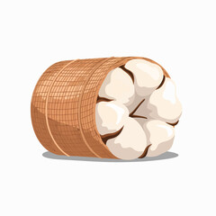 Basket full of fluffy white cotton bolls ready for harvesting and processing for textiles