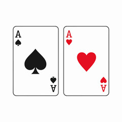 The Ace of Spades and Ace of Hearts Poker Cards Combination Symbolizing Luck and Strategy