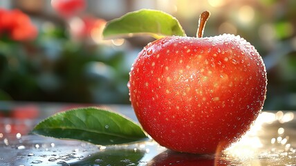 red apple on the water