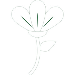 Abstract Dotted Green Outline Flower Stem and Petals Isolated on White Background Minimalist Botanical Illustration Simple Line Art Elegant Floral Design
