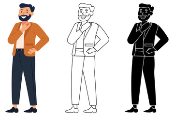 Flat vector illustration of a young man standing in casual clothes