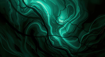 Fototapeta premium Abstract emerald dreams swirling with energy and light, a modern backdrop for creative projects and captivating designs with a fluid, organic feel