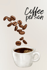 coffee cup and beans