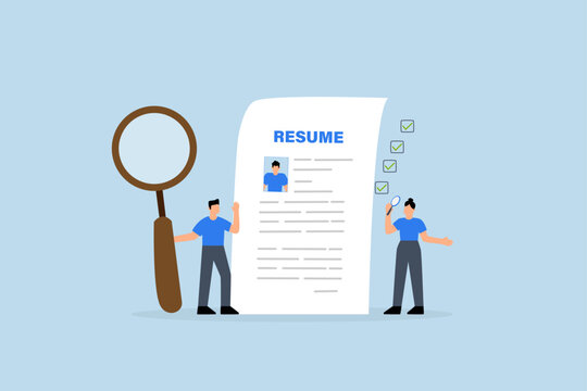 Review candidate resume, business people HR staff review candidate resume email.